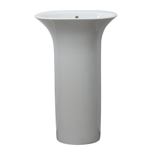 Barclay 26'' Tall White Fireclay Oval Pedestal Bathroom Sink with Overflow Wayfair